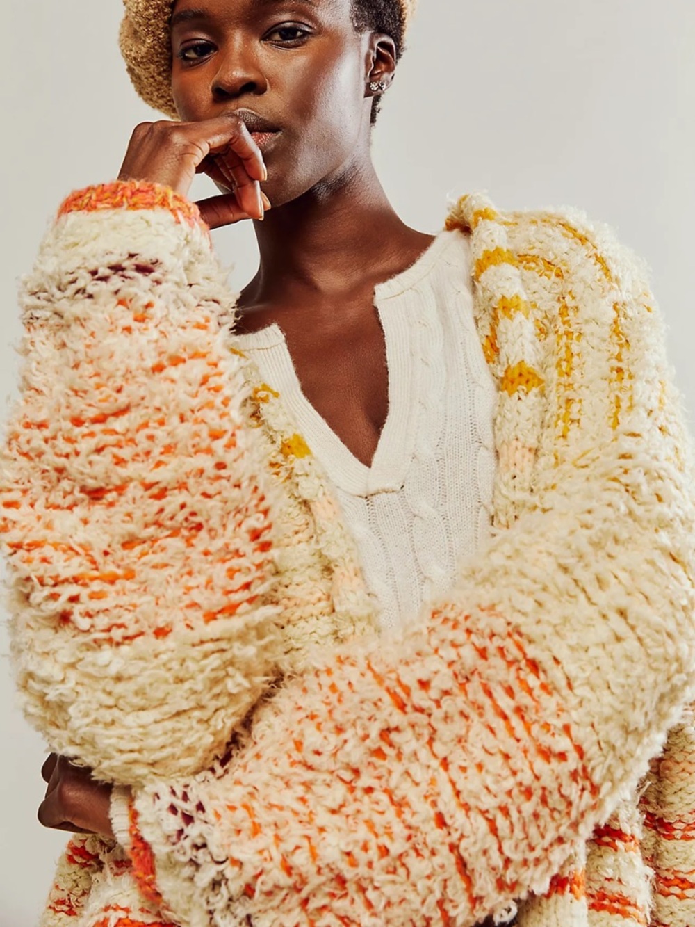 Free People Rainbow Fuzz Cardigan